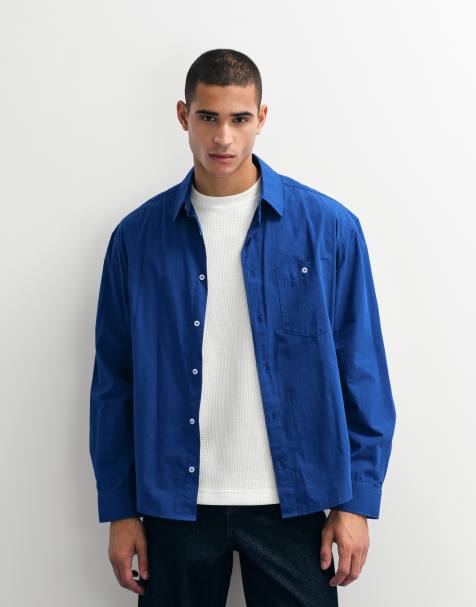 ASOS DESIGN – Blå poplinskjorta i oversize - view 1