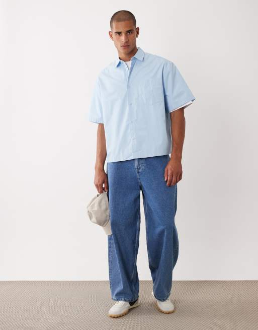 ASOS DESIGN – Blå poplinskjorta i oversized fit och boxig passform, 2 av 5
