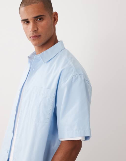 ASOS DESIGN – Blå poplinskjorta i oversized fit och boxig passform, 4 av 5