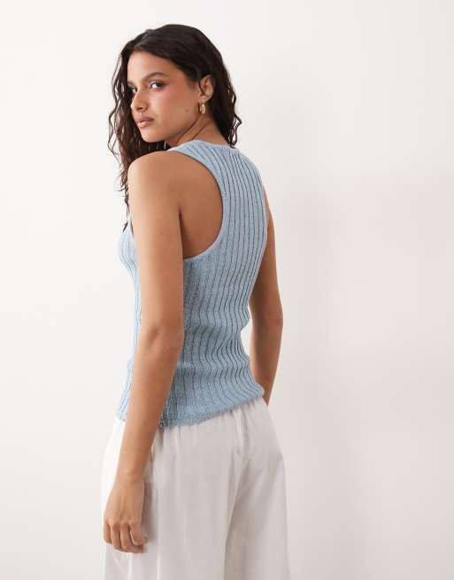 ASOS DESIGN - Blå racertop i ribstrikket bouclé, 4 af 4