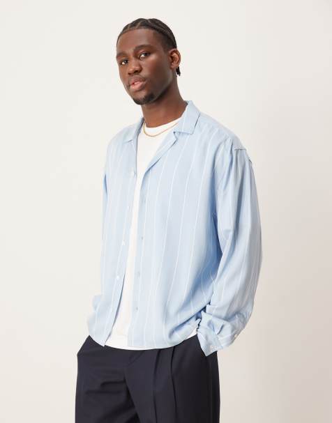 ASOS DESIGN – Blå, randig skjorta i oversize med boxig passform - view 1