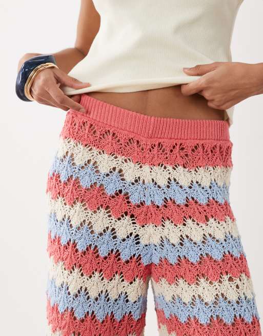 ASOS DESIGN – Blå, randiga, virkade byxor, del av set, 5 av 5