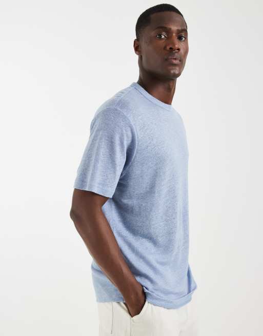 ASOS DESIGN – Blå, regular t-shirt i rent linnetyg, 5 av 5