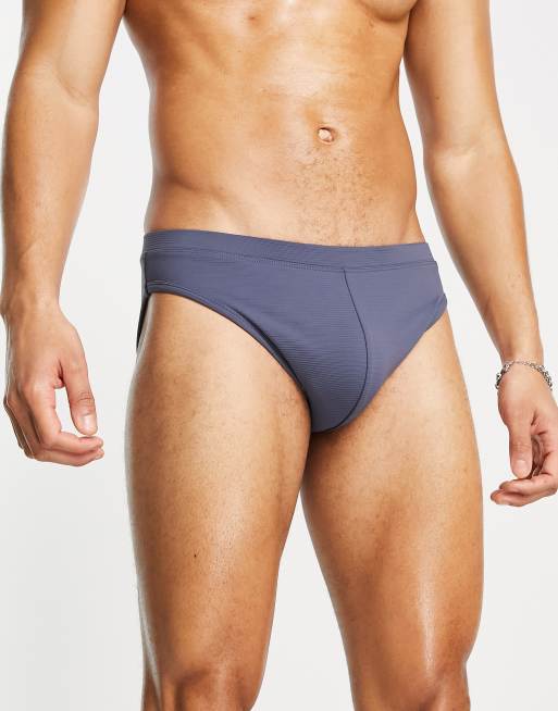 ASOS DESIGN – Blå, ribbade badbyxor
