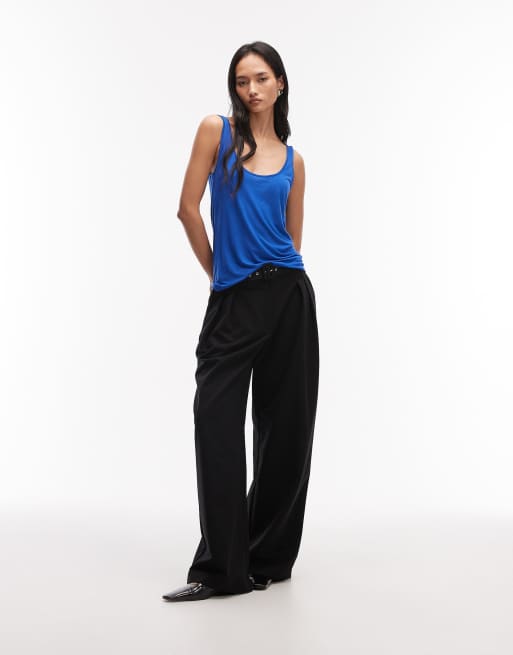 ASOS DESIGN - Blå semi-gennemsigtig tanktop med dyb rund hals, 2 af 4
