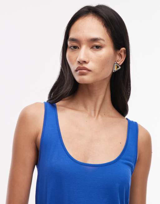 ASOS DESIGN - Blå semi-gennemsigtig tanktop med dyb rund hals, 4 af 4