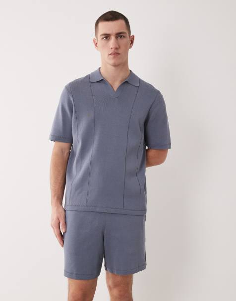 ASOS DESIGN - Blå shorts i kompakt strik - Del af sæt - view 1