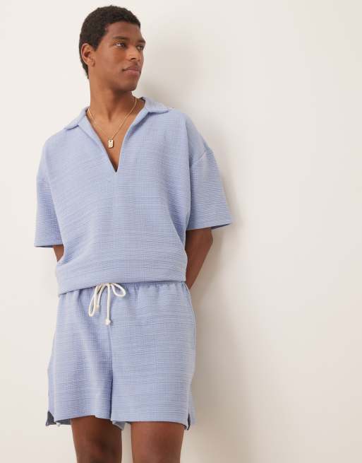 ASOS DESIGN – Blå shorts i oversize och linnestil