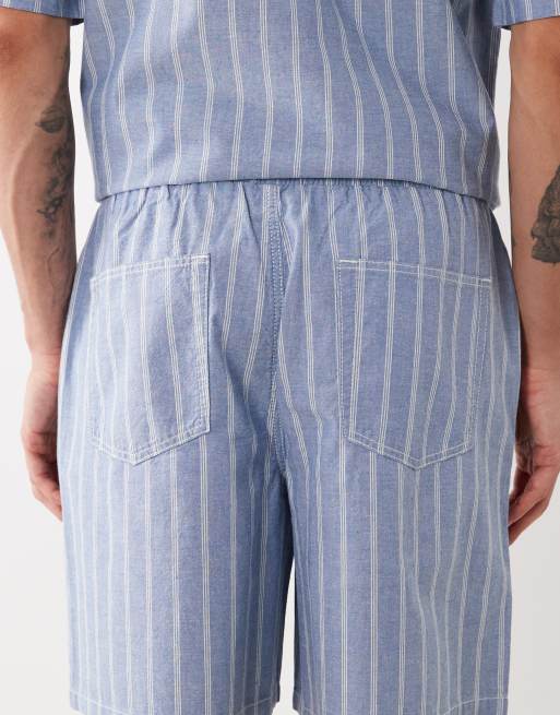 ASOS DESIGN - Blå shorts med vide ben og striber - Del af sæt, 5 af 5