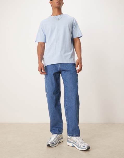 ASOS DESIGN - Blå skater-jeans med brede ben og cargolommer - view 1
