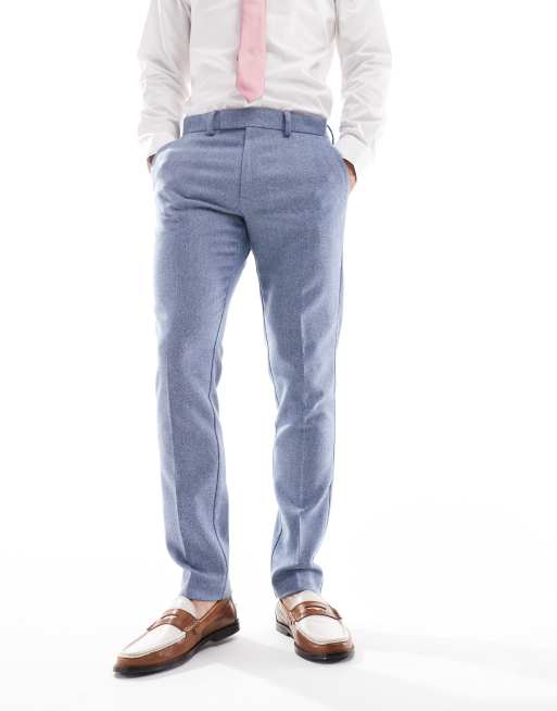 ASOS DESIGN - Blå skinny-habitbukser i uld