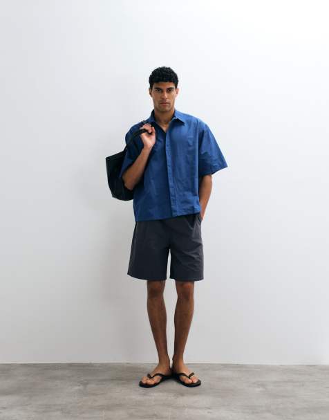 ASOS DESIGN – Blå skjorta i oversize med sprunddetalj - view 1