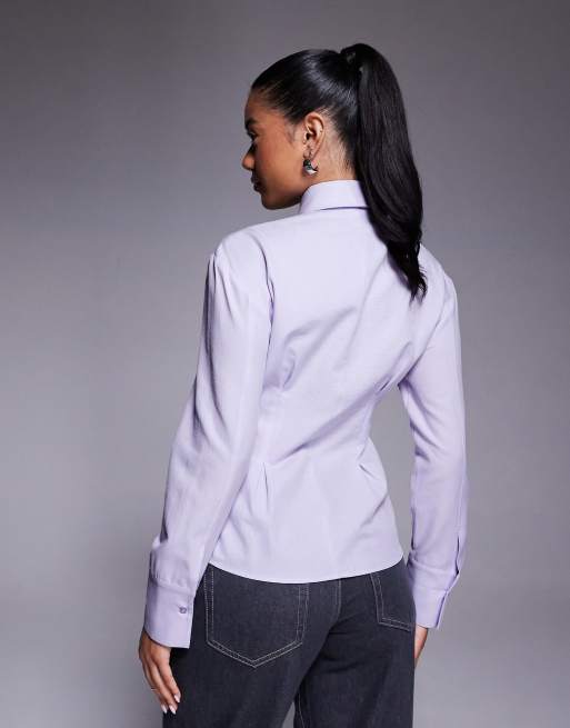 ASOS DESIGN - Blå skjorte med indsyet talje og bindebånd, 2 af 4