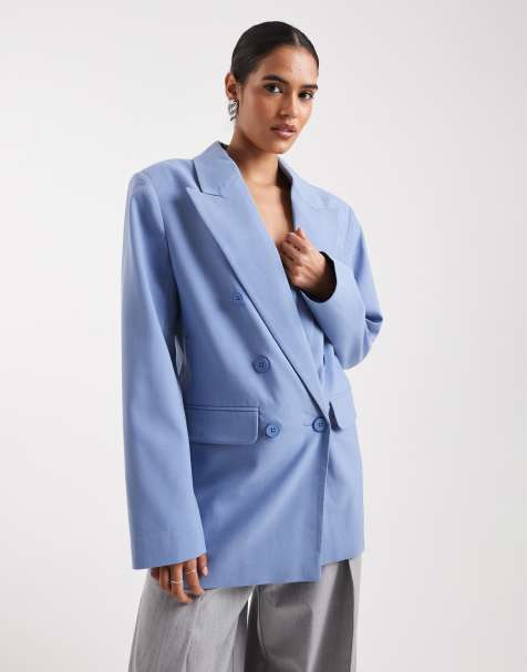 ASOS DESIGN - Blå skræddersyet oversized habitblazer i firkantet pasform - view 1
