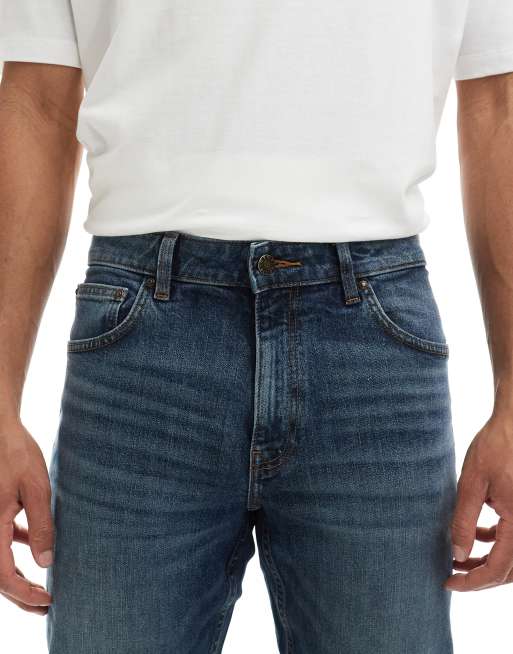 ASOS DESIGN – Blå, smala jeans med vintagefärg och mörk tvätt, 5 av 5