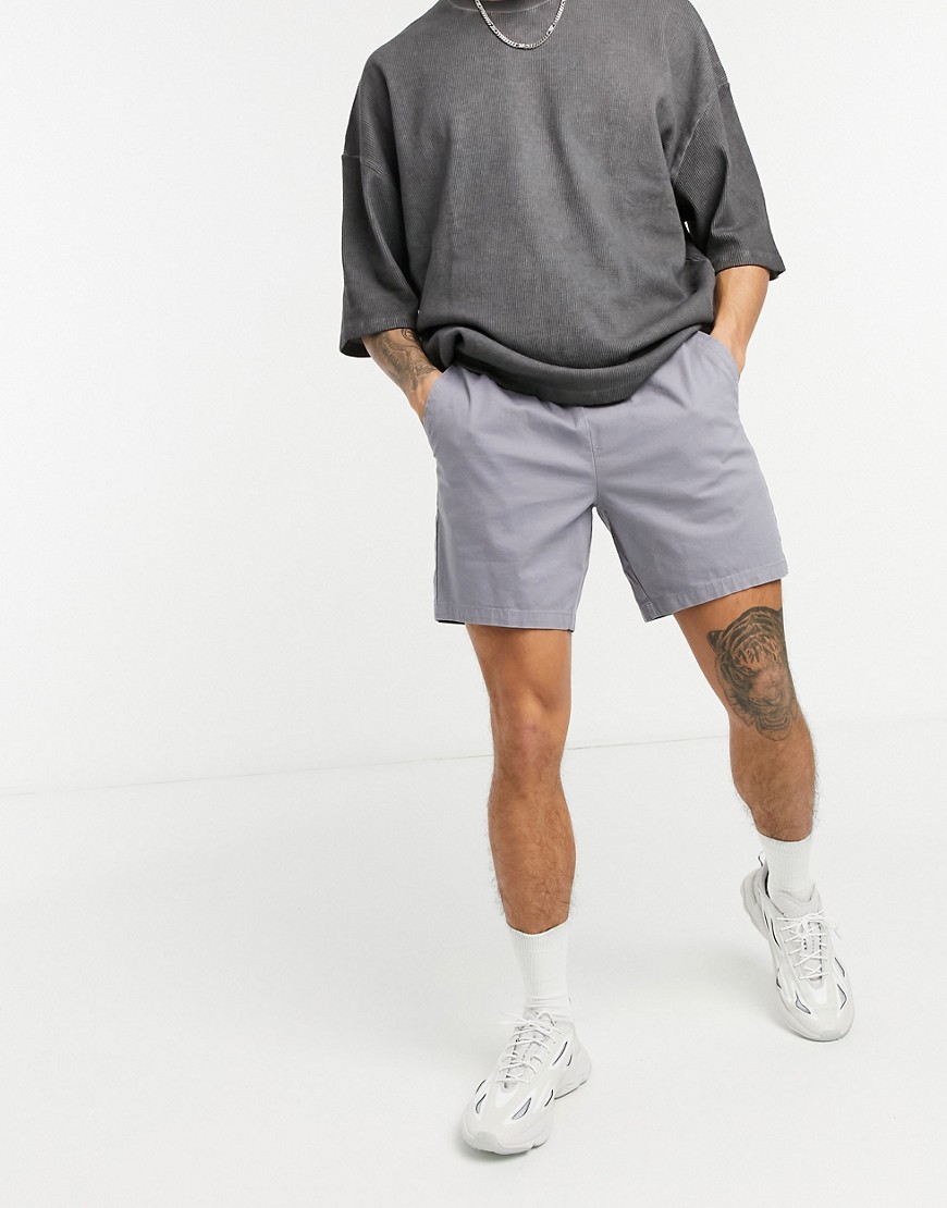 ASOS DESIGN – Blå smala shorts med elastisk midja
