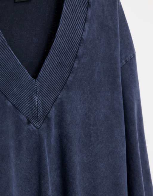 ASOS DESIGN – Blå stentvättad t-shirt i kraftigt material och oversize-modell, 3 av 4