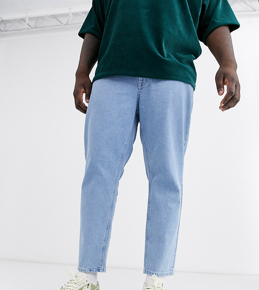 ASOS DESIGN – Blå, stentvättade klassiska jeans i styvt material
