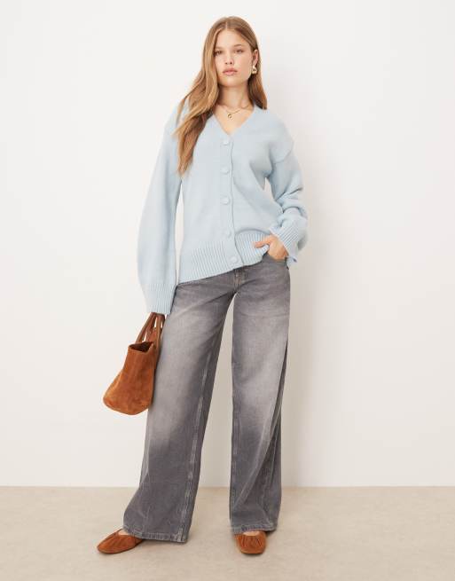 ASOS DESIGN – Blå stickad kofta i oversize, 4 av 4