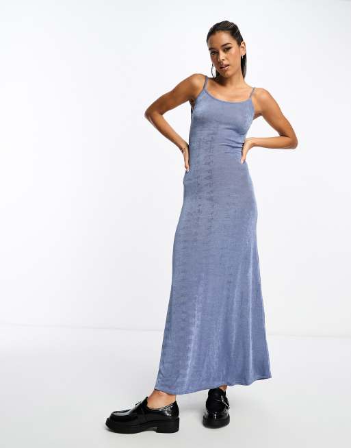 ASOS DESIGN - Blå stram maxikjole med stropper