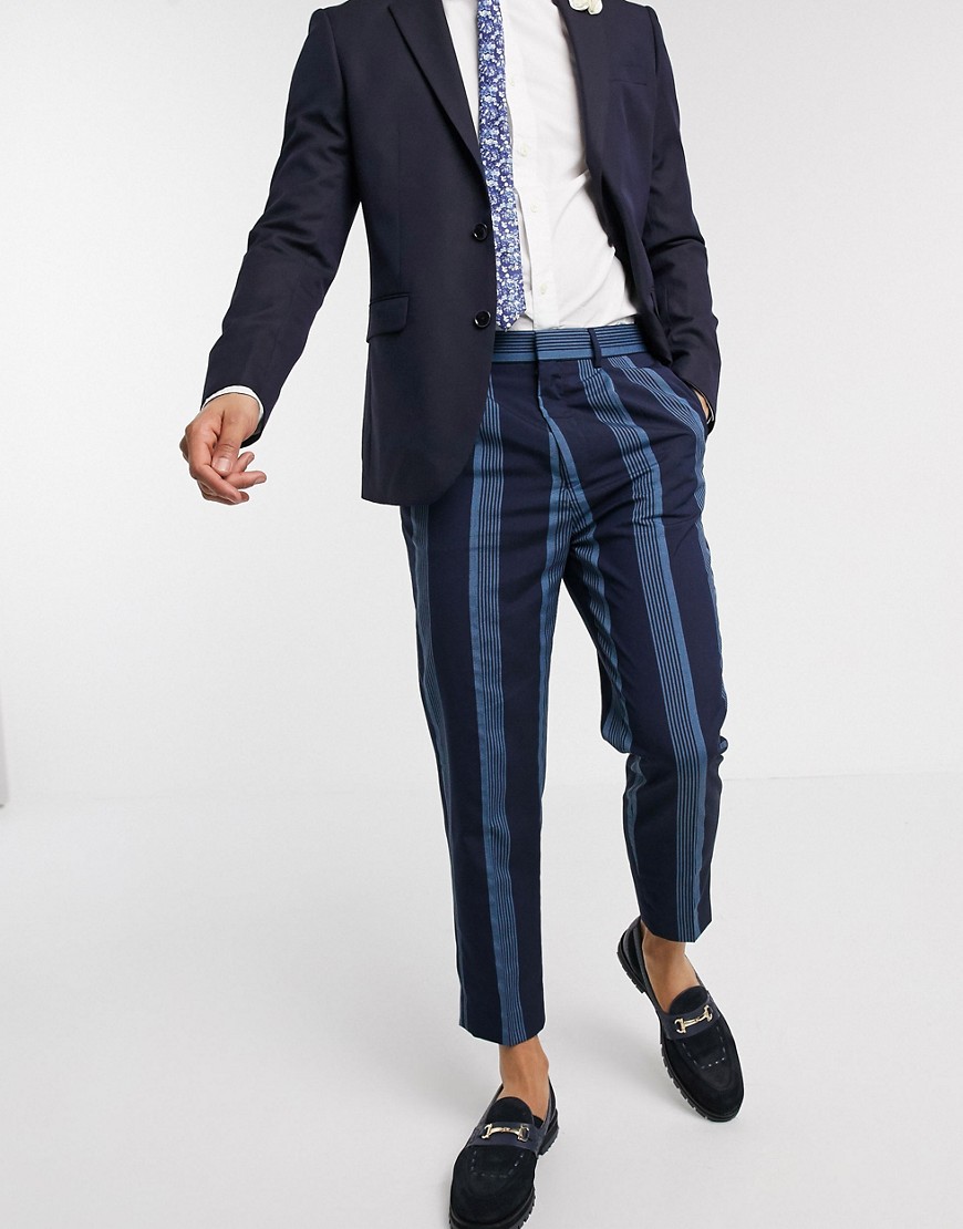 ASOS DESIGN - Blå stribede tapered elegante bukser