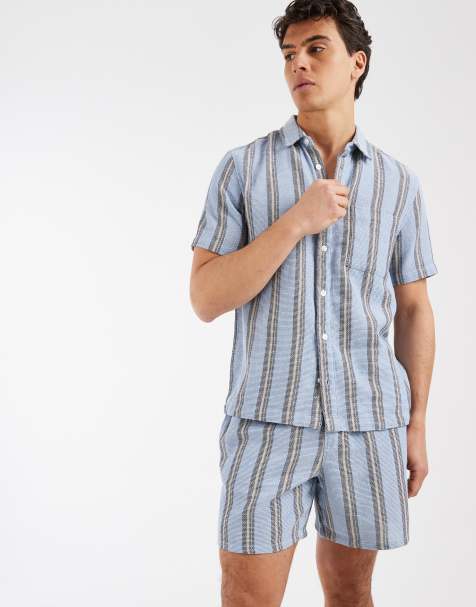 ASOS DESIGN – Blå, strukturerade, halvlånga shorts, del av set - view 1