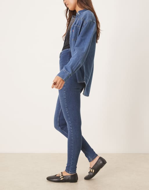 ASOS DESIGN - Blå super højtaljede skinny-jeans med lynlås foran, 2 af 5