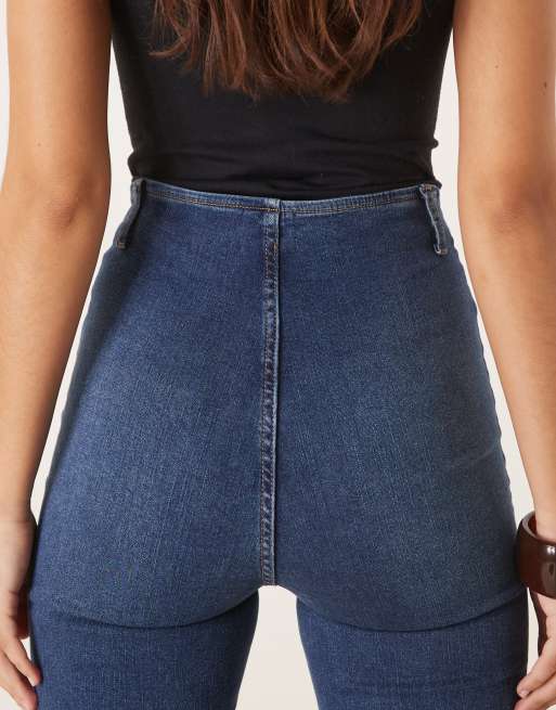 ASOS DESIGN - Blå super højtaljede skinny-jeans med lynlås foran, 5 af 5
