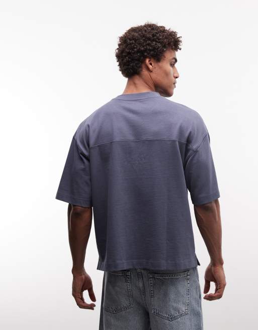 ASOS DESIGN - Blå superkraftig oversized T-shirt med broderi på brystet, 3 af 5