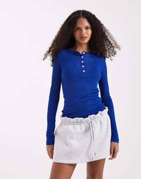 ASOS DESIGN – Blå, superskir henley-topp - view 1