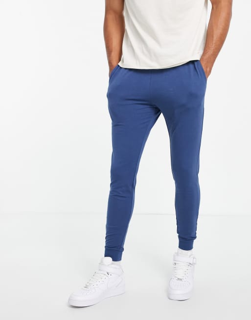 ASOS DESIGN – Blå supersmala mjukisbyxor, del av set – MBLUE