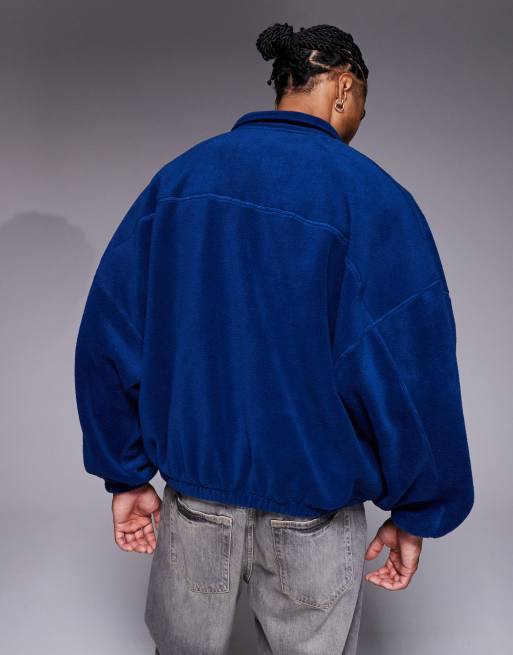 ASOS DESIGN – Blå sweatshirt i extra oversize och fleece med kort dragkedja och ståkrage, 3 av 5