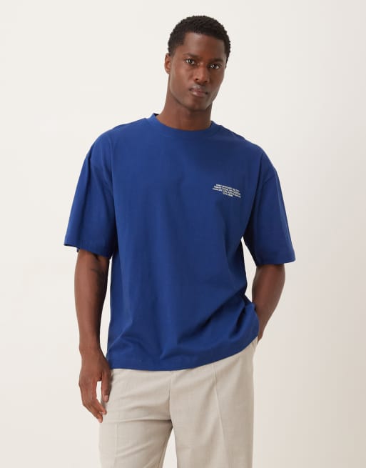 ASOS DESIGN – Blå t-shirt i oversize med text- och sköldtryck, 3 av 5