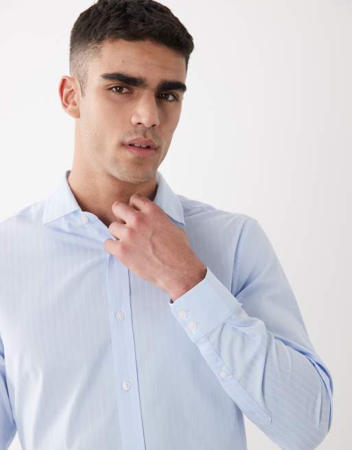 ASOS DESIGN – Blå, texturerad finskjorta med smal passform, 6 av 6