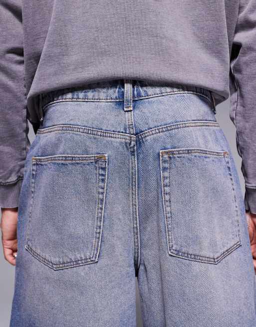 ASOS DESIGN – Blå, tonade, mörktvättade jeansjorts i längre modell, 4 av 5