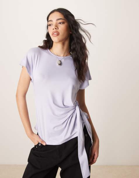ASOS DESIGN - Blå top med bindebånd i taljen - view 1