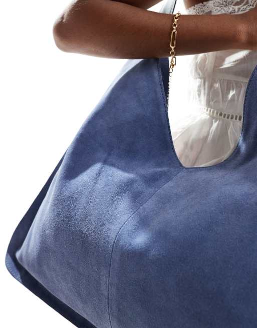 ASOS DESIGN - Blå tote-taske i ruskind, 3 af 4