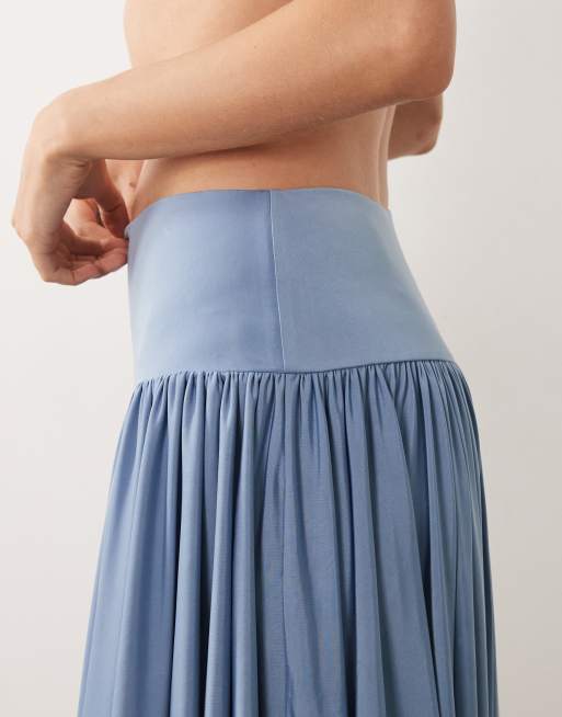 ASOS DESIGN - Blå tætsiddende midinederdel med høj/lav kant - Del af sæt, 4 af 5