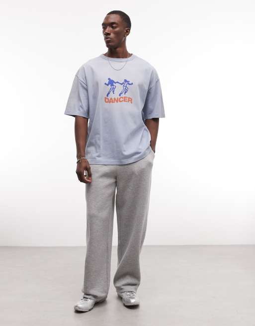 ASOS DESIGN – Blå, tvättad, kraftig t-shirt i oversize med boxig passform och Dancer-tryck, 2 av 5