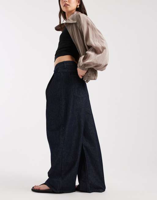 ASOS DESIGN – Blå, tvättade, hästskojeans i oversize med låg midja, 2 av 5