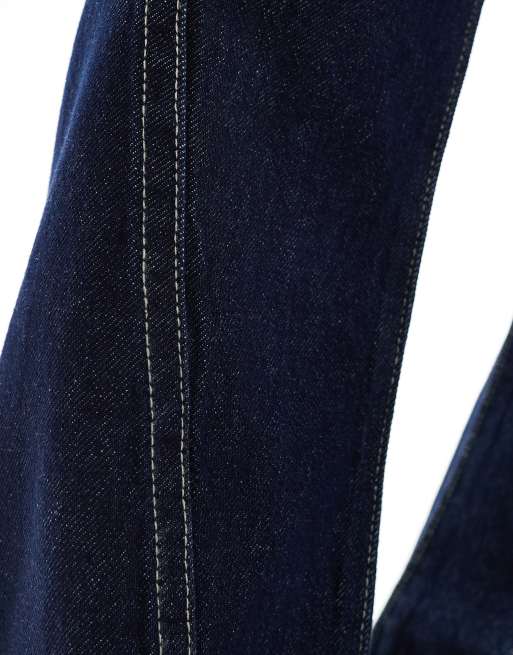 ASOS DESIGN – Blå, vida och utsvängda jeans med kontrastsömmar, 5 av 5