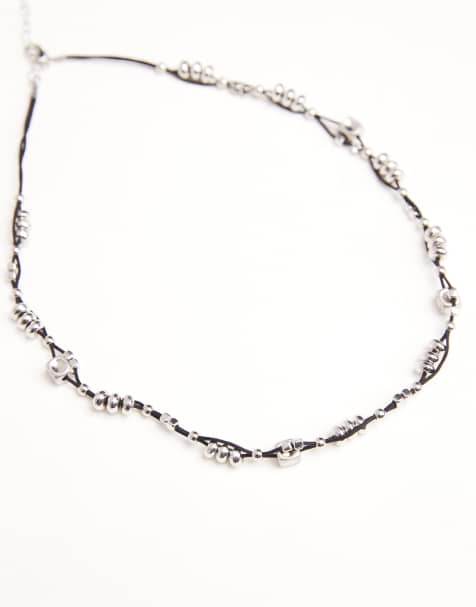 ASOS DESIGN black cord and sqaure beaded necklace in multi - view 2