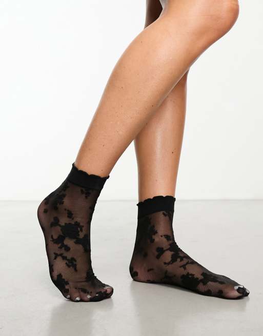 ASOS DESIGN black lace sock , 4 of 4