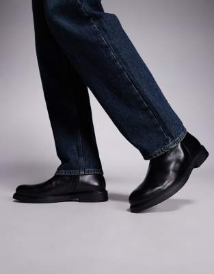 Asos Design Black Leather Chelsea Boot In Black