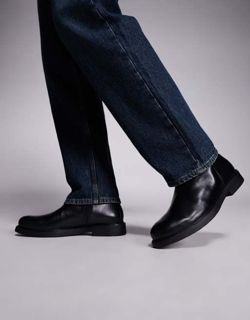 ASOS DESIGN black leather chelsea boot