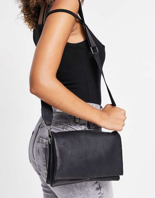 Black Crossbody Bag With Wide Strap