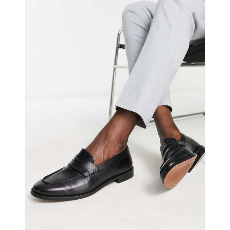 ASOS DESIGN black leather penny loafer