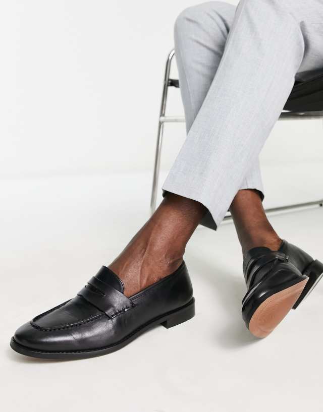 ASOS DESIGN black leather penny loafer