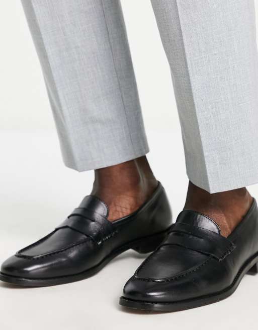 tyran Republik Milliard ASOS DESIGN black leather penny loafer | ASOS