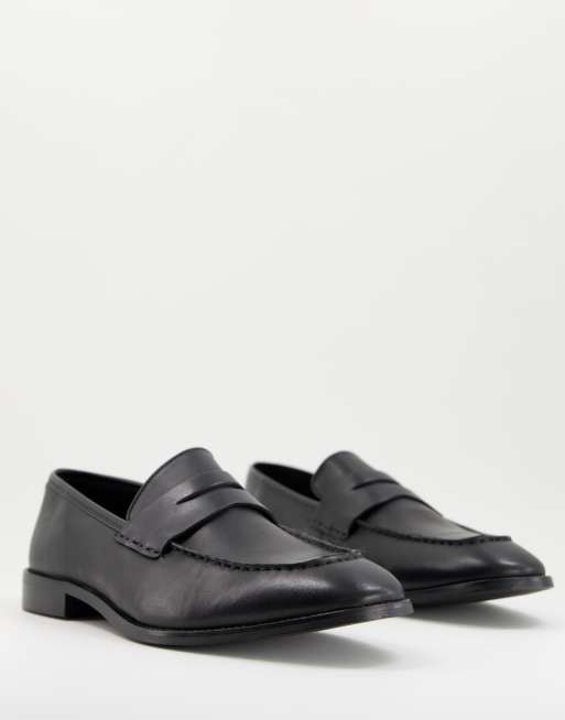 ASOS DESIGN black leather penny loafer